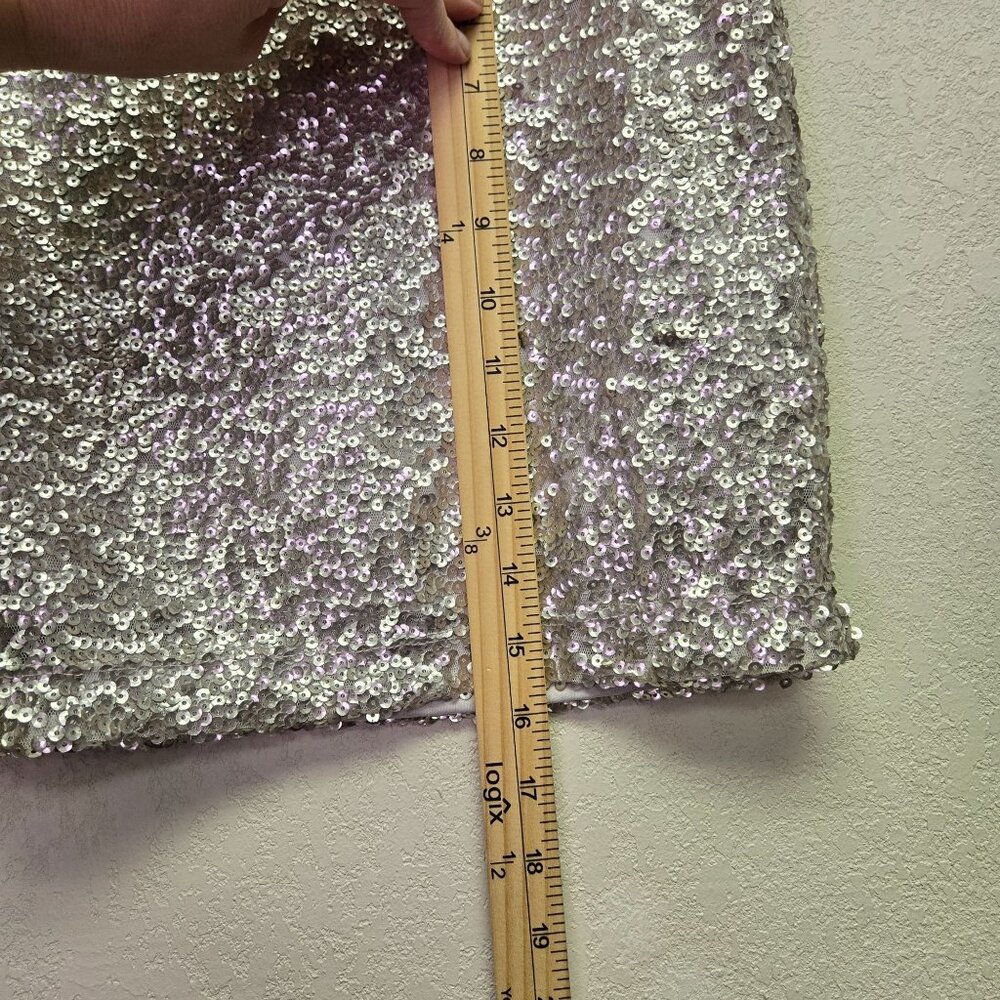 Vintage Y2K Silver Sequin Mini Skirt Party Festival Rave Stretch XS - Picture 7 of 9
